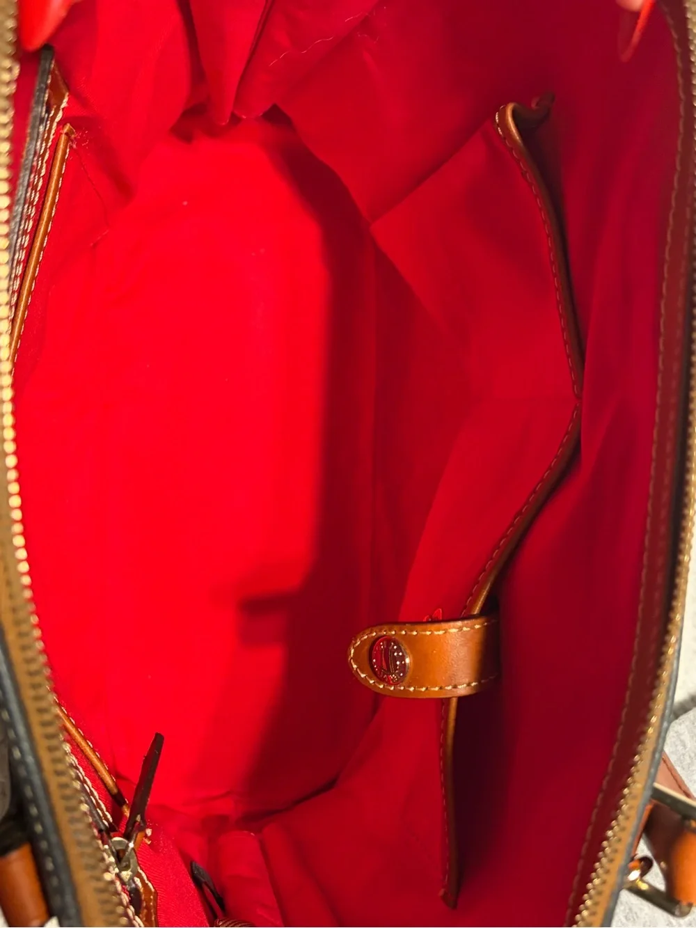 Dooney & Bourke Gray and Tan Pebbled Leather Dome Satchel